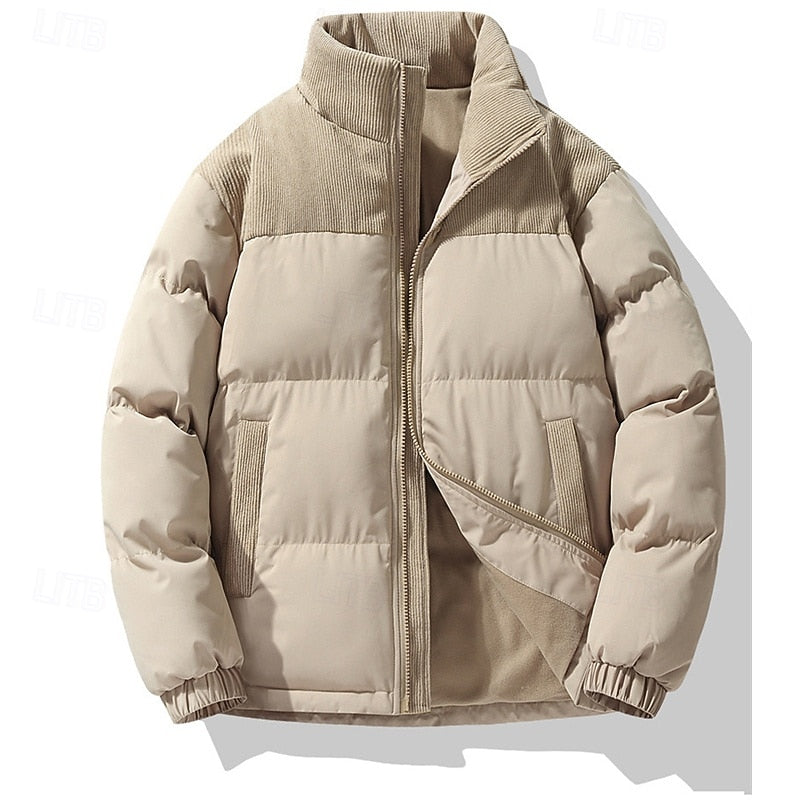 Men's Insulated Stand-Collar Puffer Jacket - Casual Winter Coat