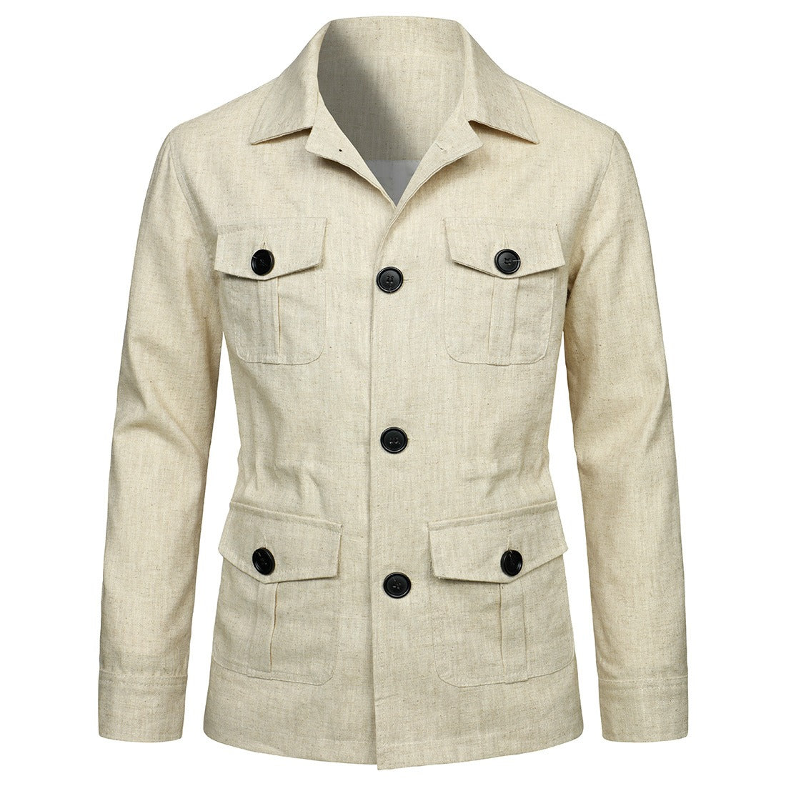 Men's Lightweight Safari Jacket with Four Flap Pockets