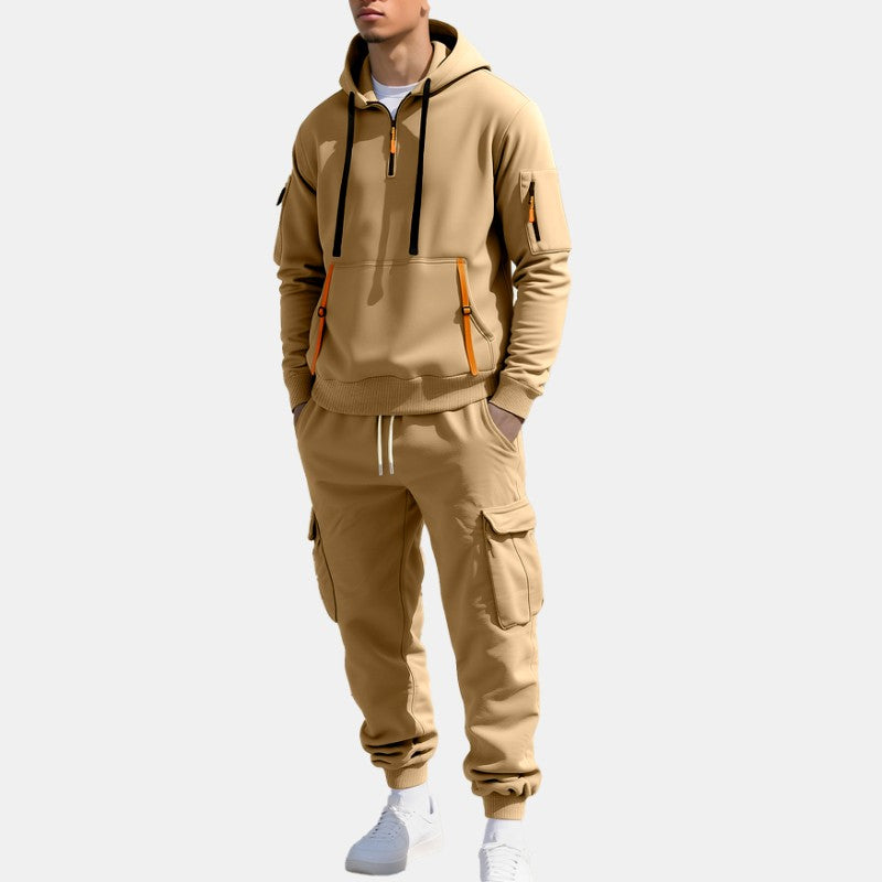 Men's Quarter-Zip Hoodie and Cargo Jogger Set