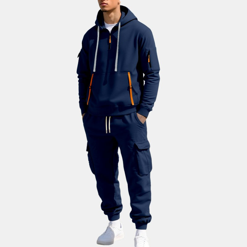 Men's Quarter-Zip Hoodie and Cargo Jogger Set