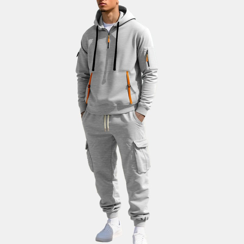 Men's Quarter-Zip Hoodie and Cargo Jogger Set