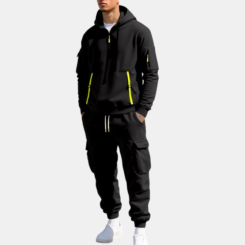 Men's Quarter-Zip Hoodie and Cargo Jogger Set