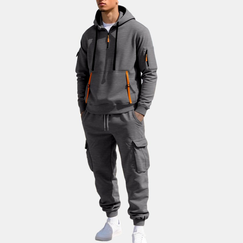 Men's Quarter-Zip Hoodie and Cargo Jogger Set