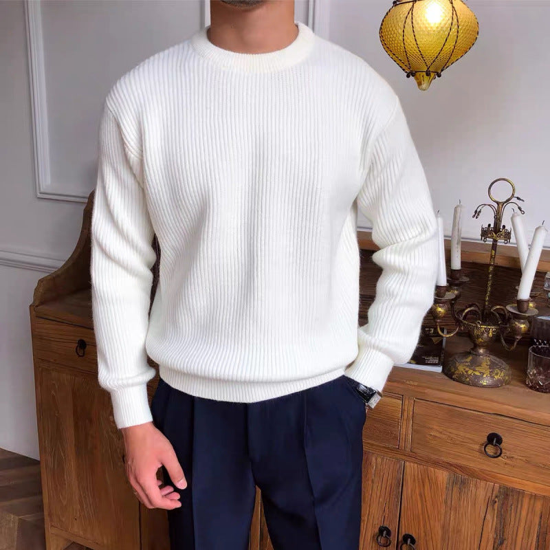 Men's Ribbed Long Sleeve Crew Neck Pullover Sweater