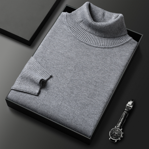 Men's Ribbed Long Sleeve Turtleneck Sweater