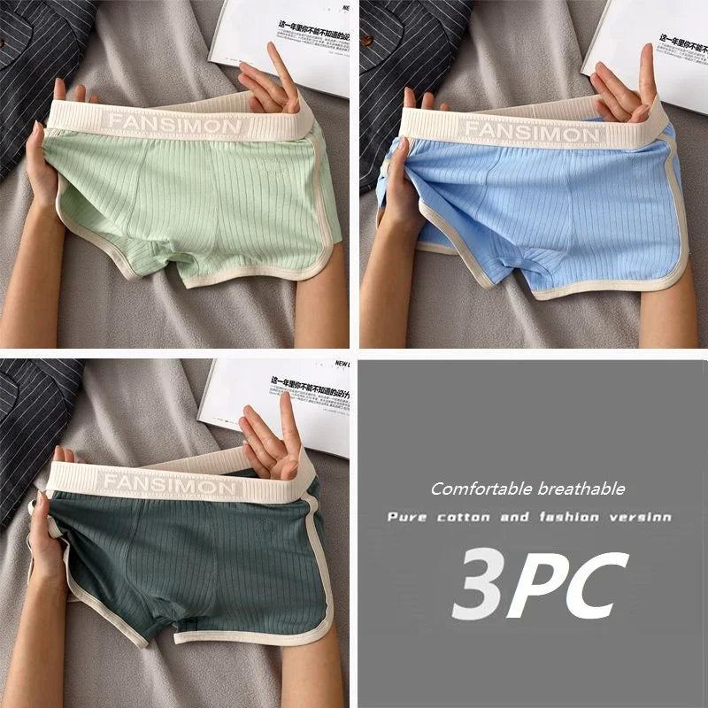 Men's Solid Striped Breathable Mesh U-Crotch Boxers - 1/3 Pack