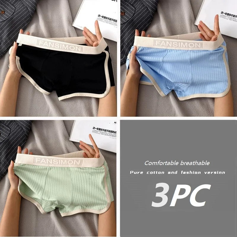 Men's Solid Striped Breathable Mesh U-Crotch Boxers - 1/3 Pack