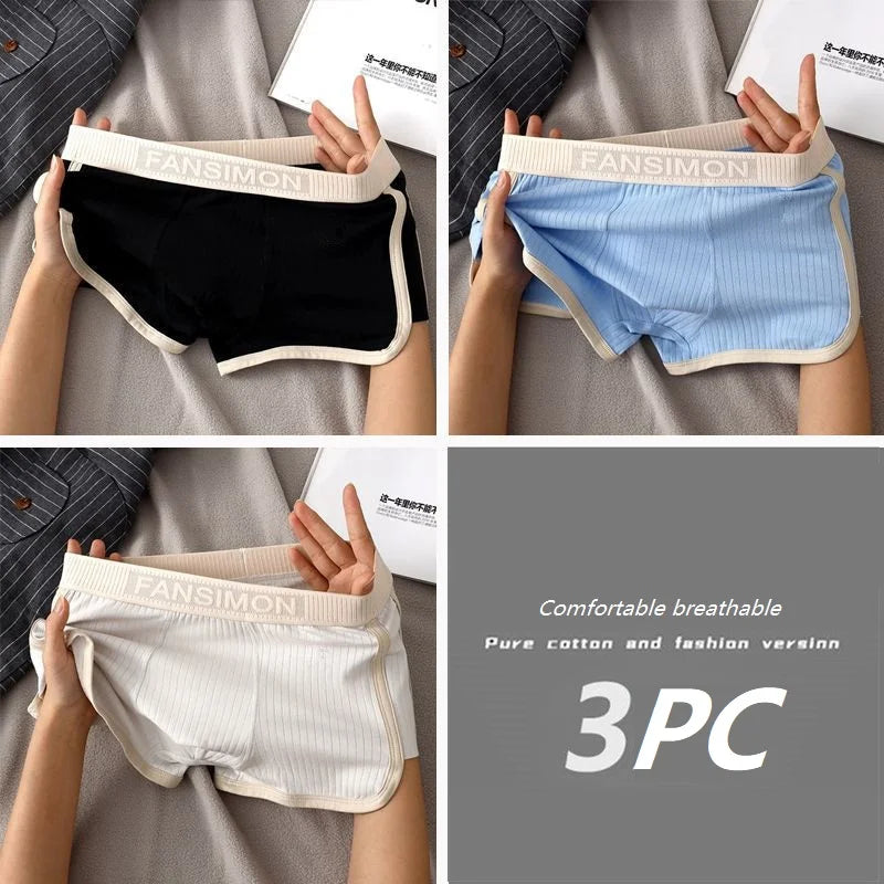 Men's Solid Striped Breathable Mesh U-Crotch Boxers - 1/3 Pack