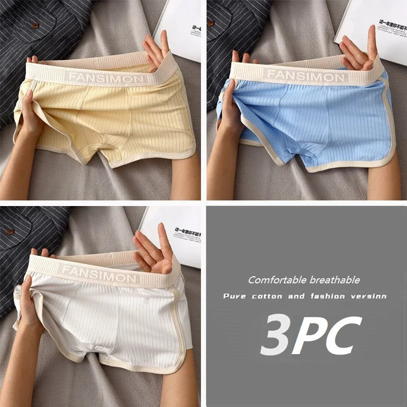 Men's Solid Striped Breathable Mesh U-Crotch Boxers - 1/3 Pack