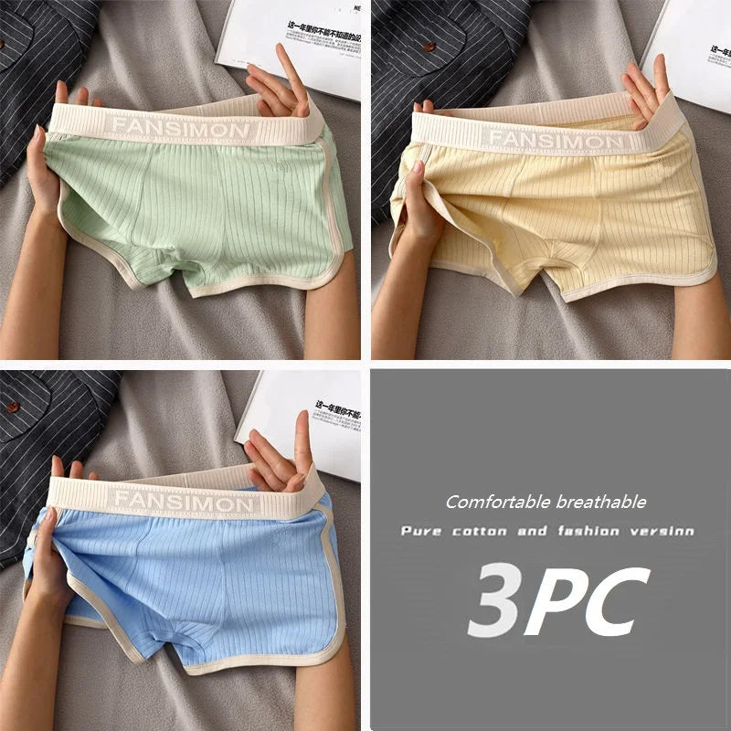 Men's Solid Striped Breathable Mesh U-Crotch Boxers - 1/3 Pack