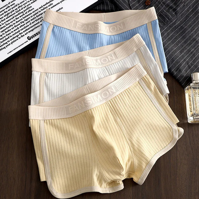 Men's Solid Striped Breathable Mesh U-Crotch Boxers - 1/3 Pack