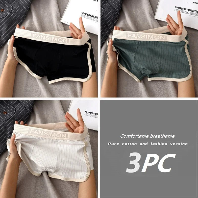 Men's Solid Striped Breathable Mesh U-Crotch Boxers - 1/3 Pack