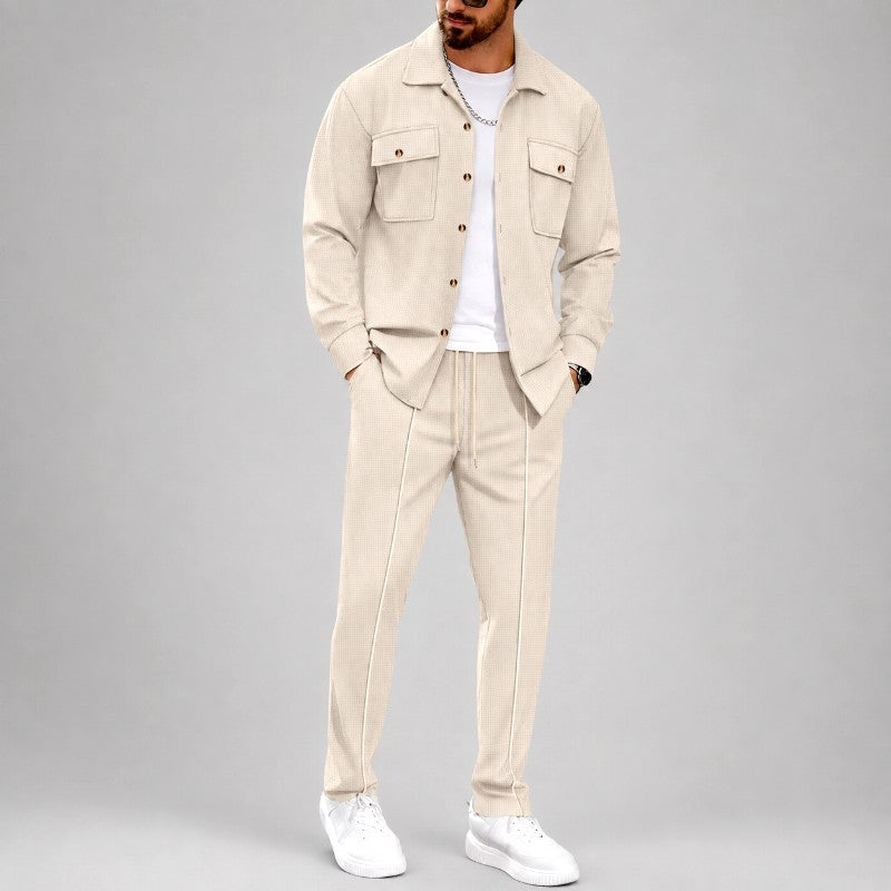 Men's Textured 2-Piece Jacket and Pants Matching Set