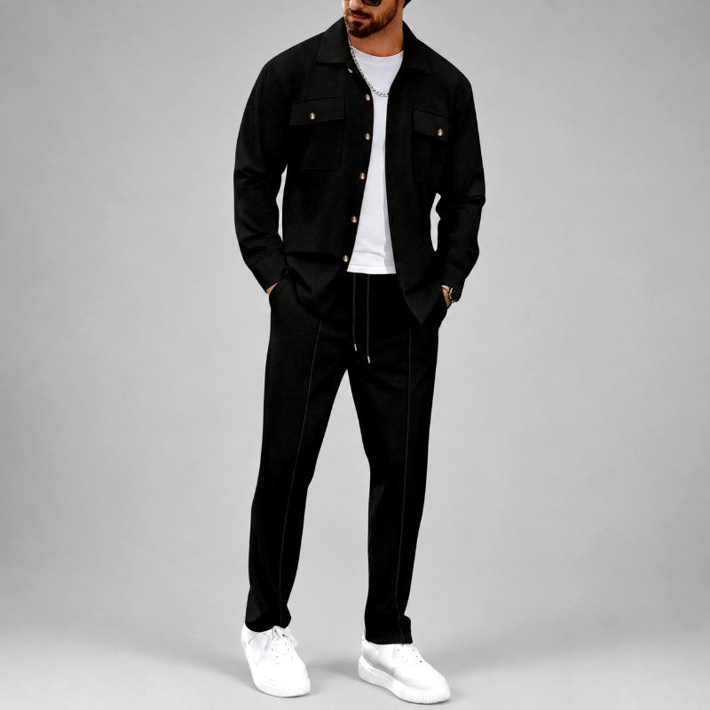 Men's Textured 2-Piece Jacket and Pants Matching Set