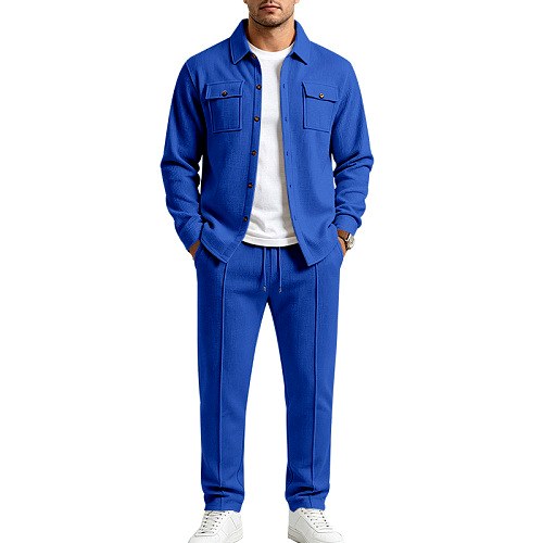 Men's Textured 2-Piece Jacket and Pants Matching Set