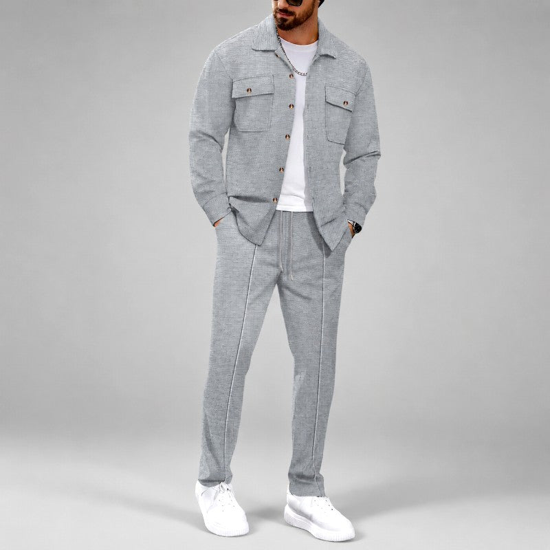 Men's Textured 2-Piece Jacket and Pants Matching Set