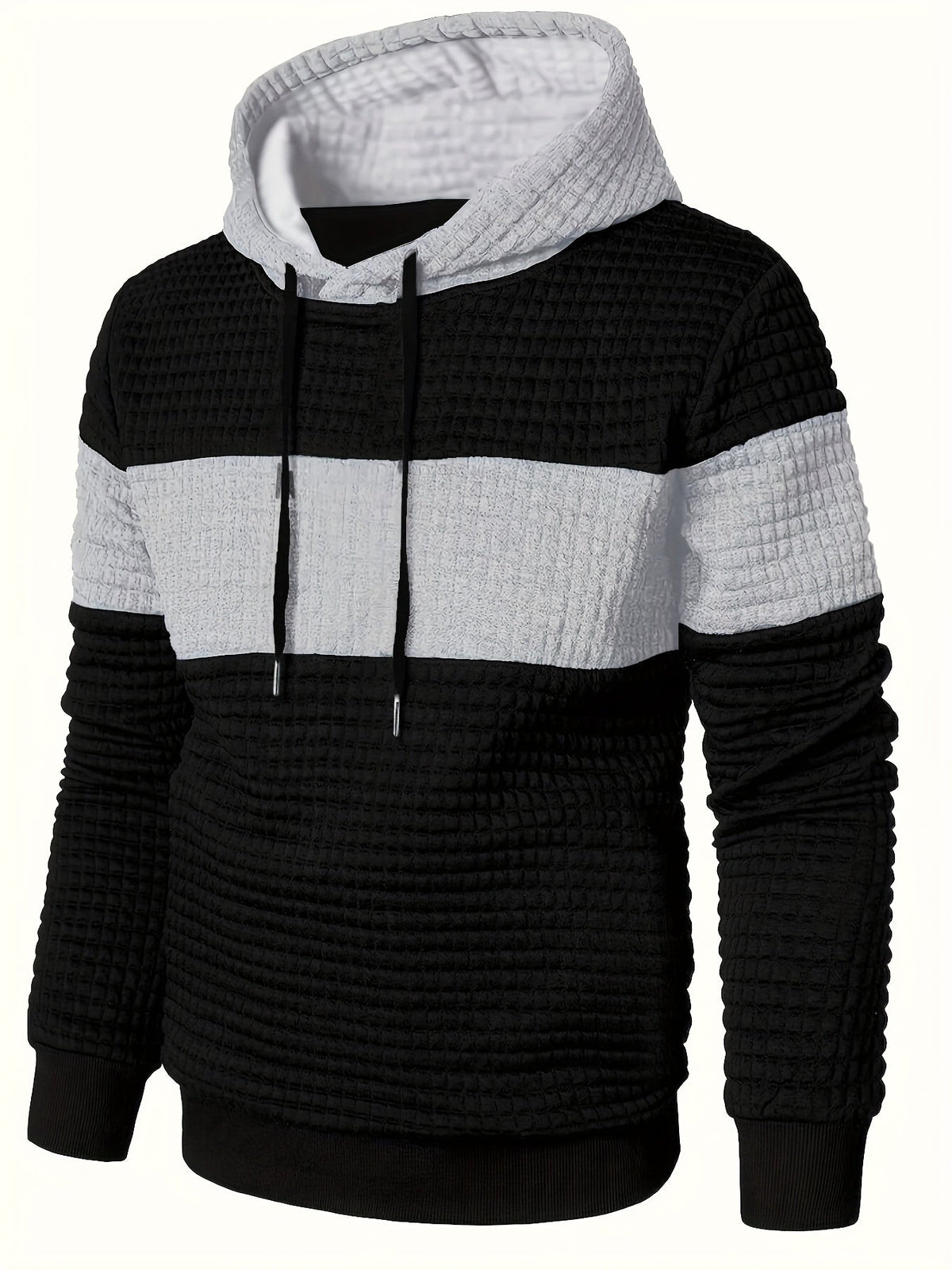 Men's Textured Color-Block Hoodie