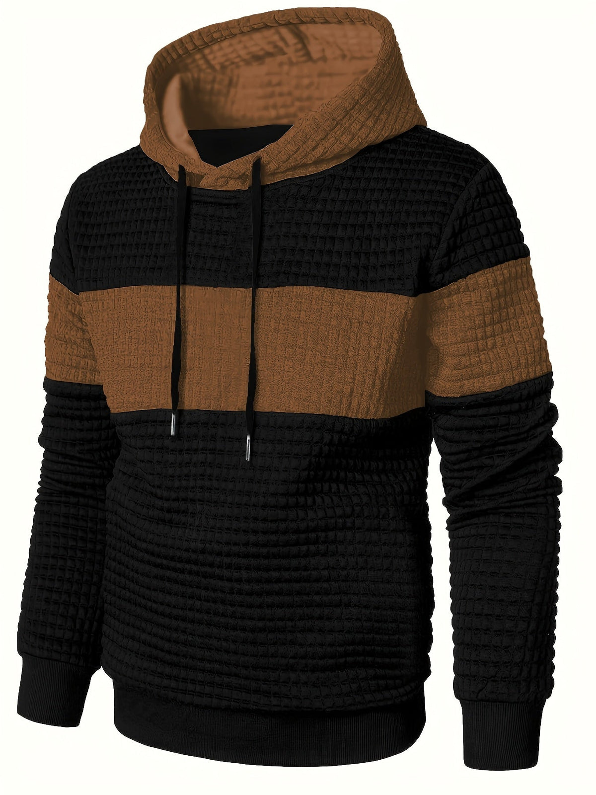 Men's Textured Color-Block Hoodie