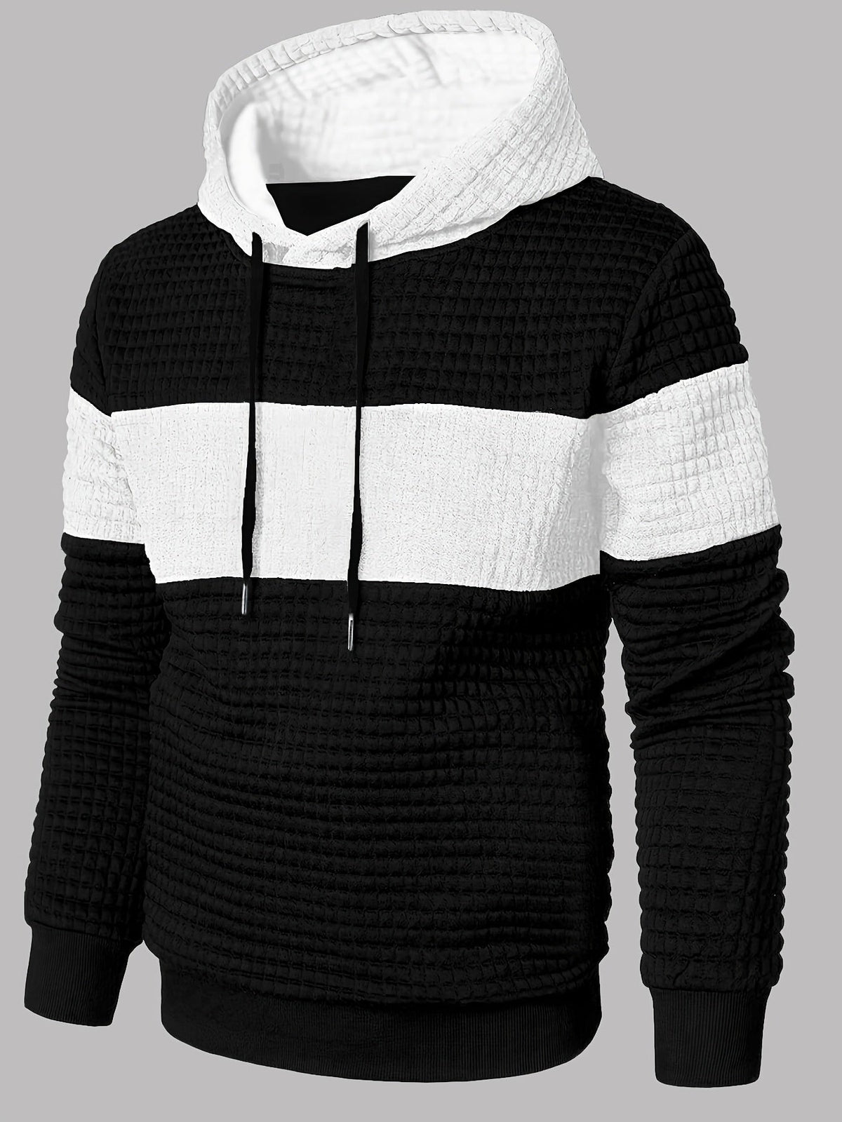Men's Textured Color-Block Hoodie