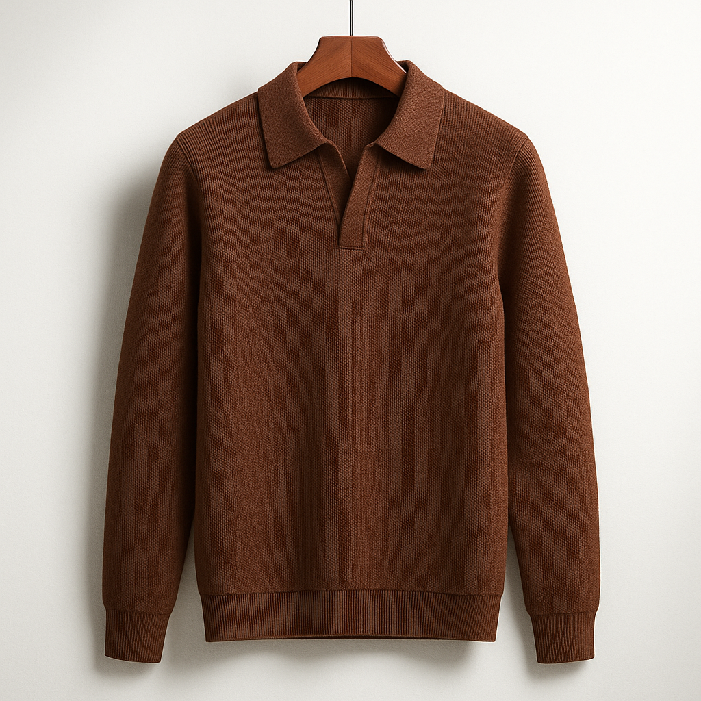 Men's Textured Knit Polo Pullover