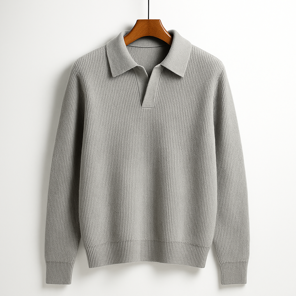 Men's Textured Knit Polo Pullover