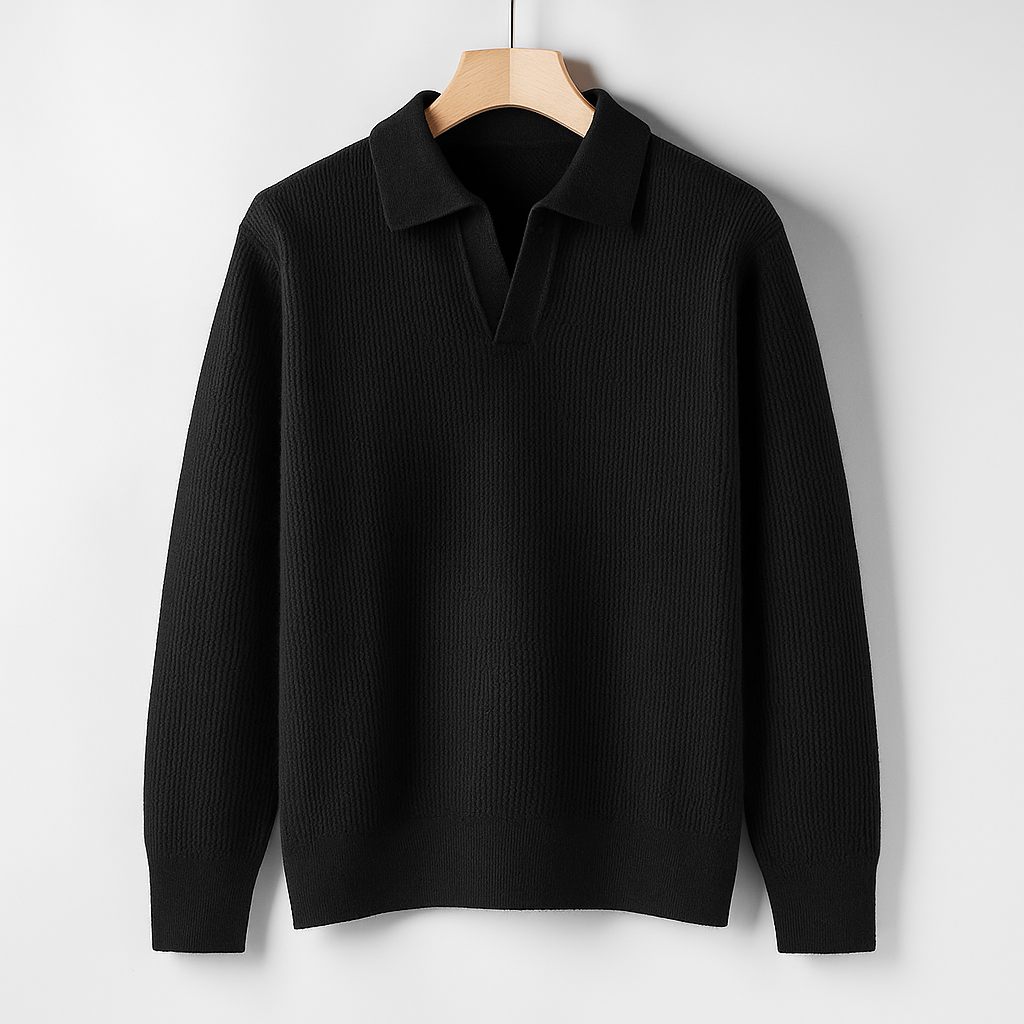 Men's Textured Knit Polo Pullover