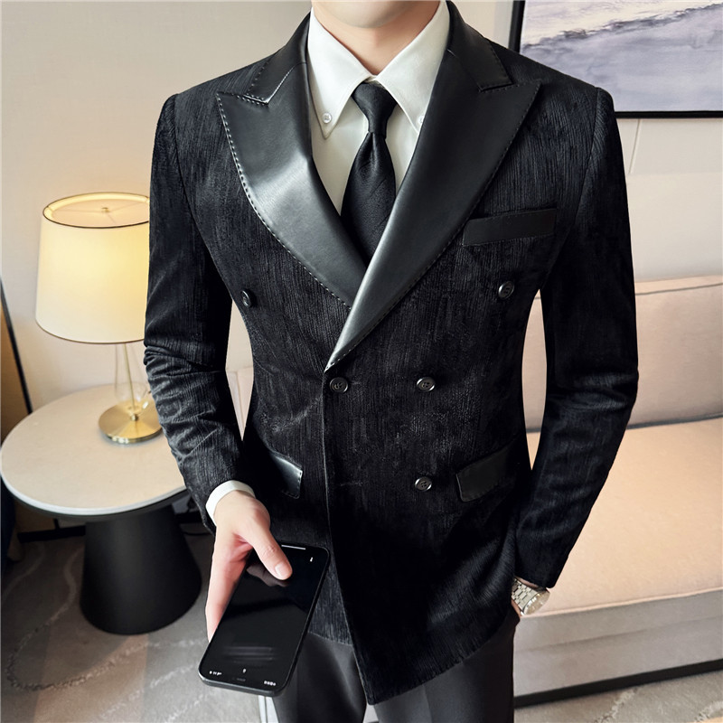 Men's Velvet Preppy Lapel Slim Fit Six-Buttons Jacket