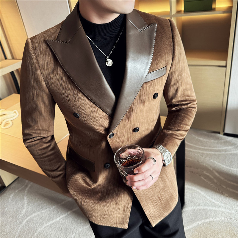 Men's Velvet Preppy Lapel Slim Fit Six-Buttons Jacket