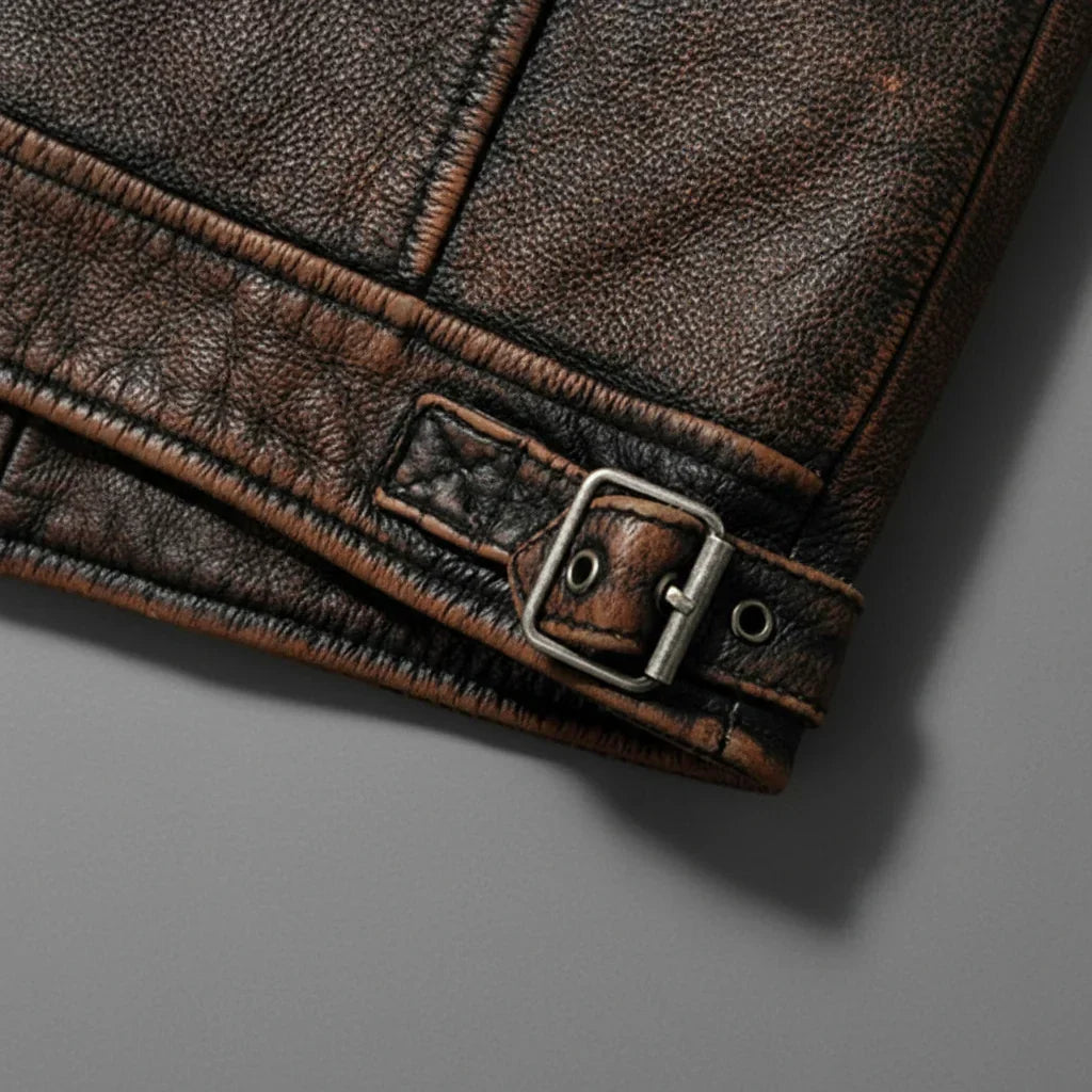 Men's Vintage True Leather Jacket - 4 Pocket Zip-Up