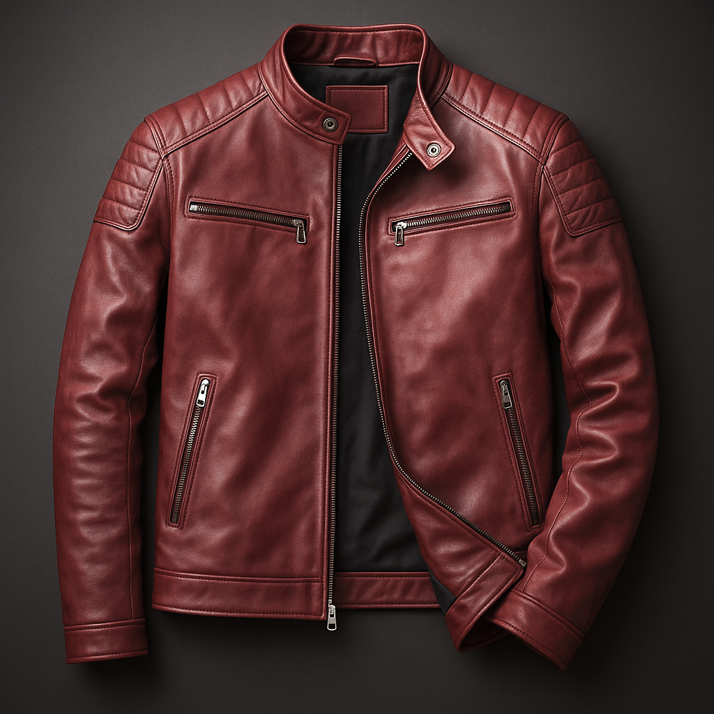 Men's Vintage True Leather Jacket - 4 Pocket Zip-Up