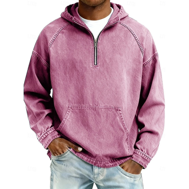 Men's Washed Quarter-Zip Hoodie