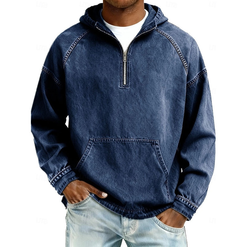 Men's Washed Quarter-Zip Hoodie