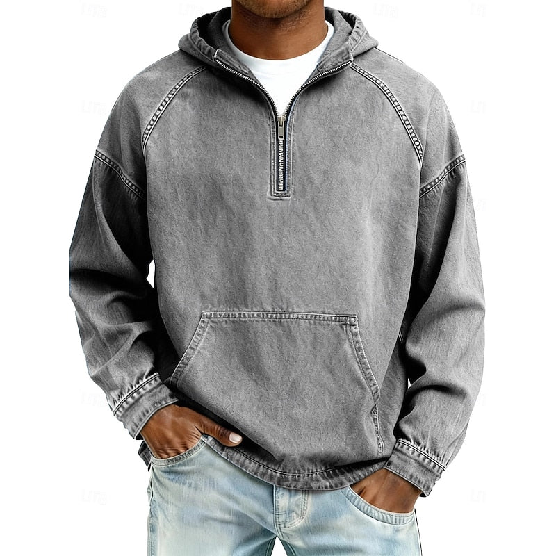 Men's Washed Quarter-Zip Hoodie