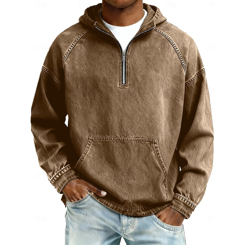 Men's Washed Quarter-Zip Hoodie
