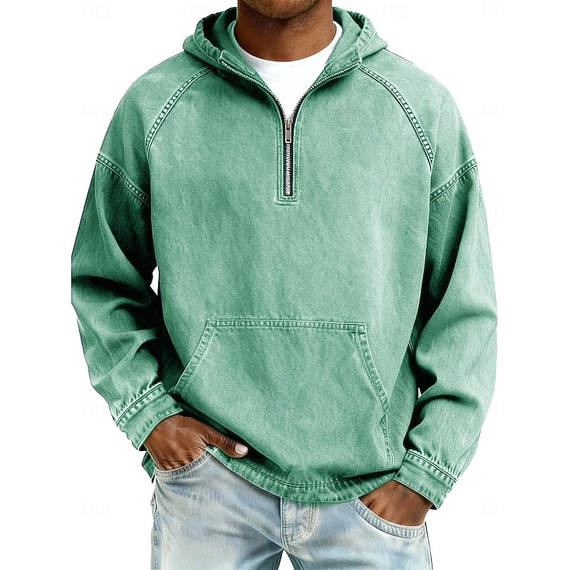 Men's Washed Quarter-Zip Hoodie