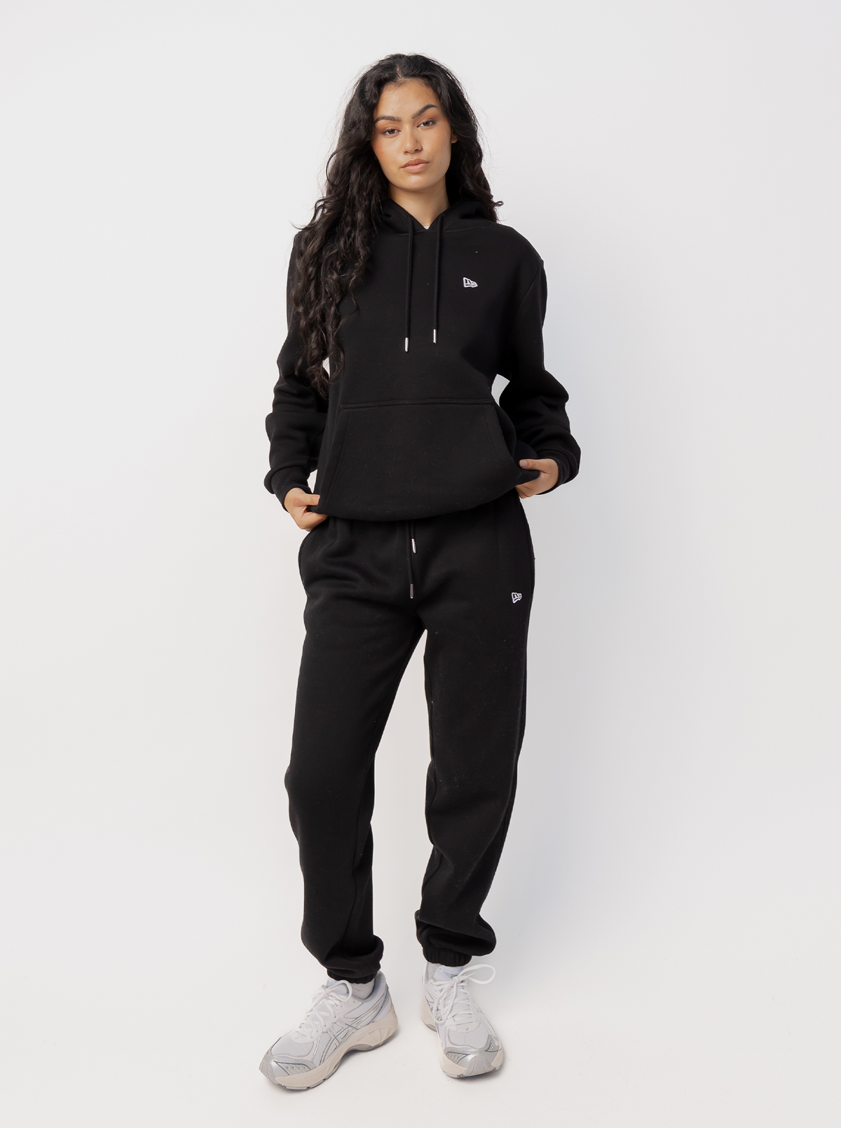 Women's Black Logo Jogger Pants, Drawstring Waist, Cuffed