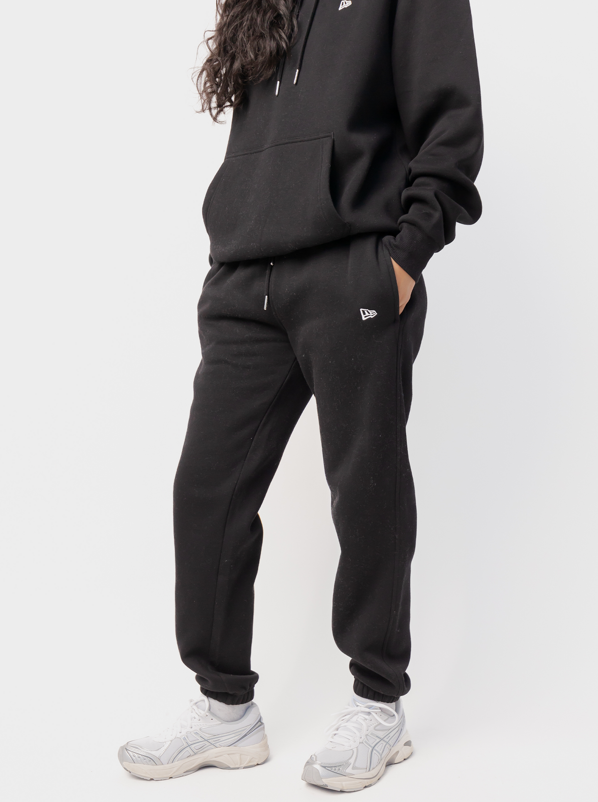 Women's Black Logo Jogger Pants, Drawstring Waist, Cuffed