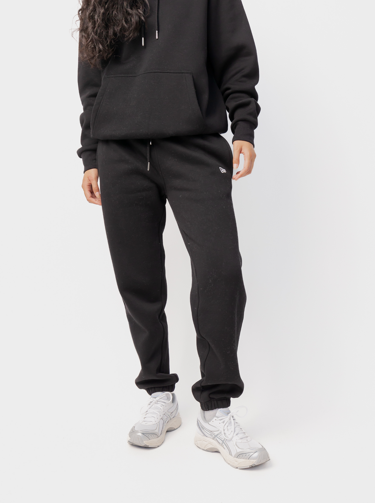 Women's Black Logo Jogger Pants, Drawstring Waist, Cuffed