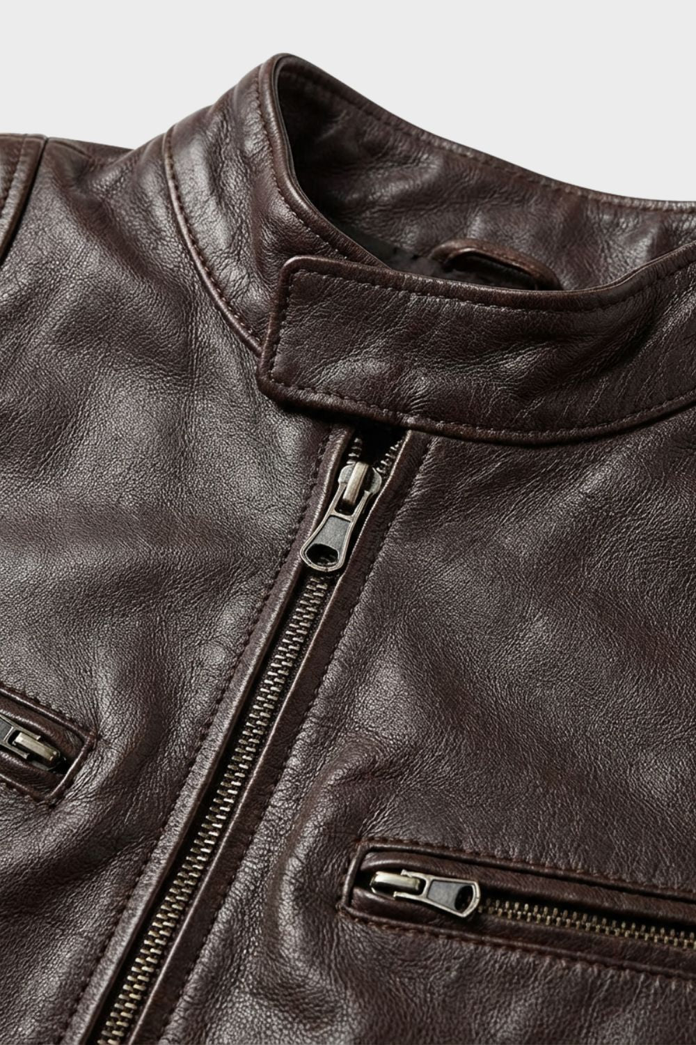 Men's Biker Jacket, Stand Collar, Zip Front, Long Sleeves