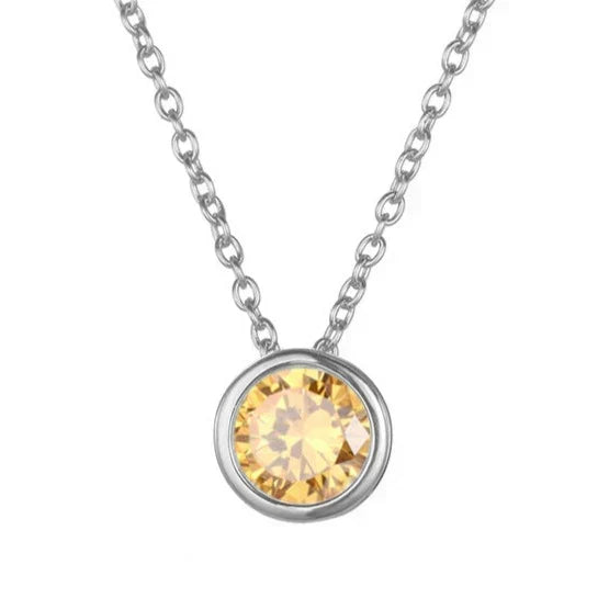 Birthstone Necklace White Gold Dainty Pendant for Women