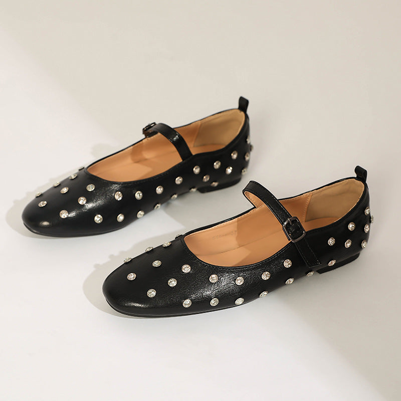Dagmar Rhinestone Mary Jane Ballet Flats