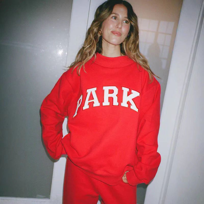 Women's Oversized Varsity Sweatshirt, Mock Neck, Long Sleeves