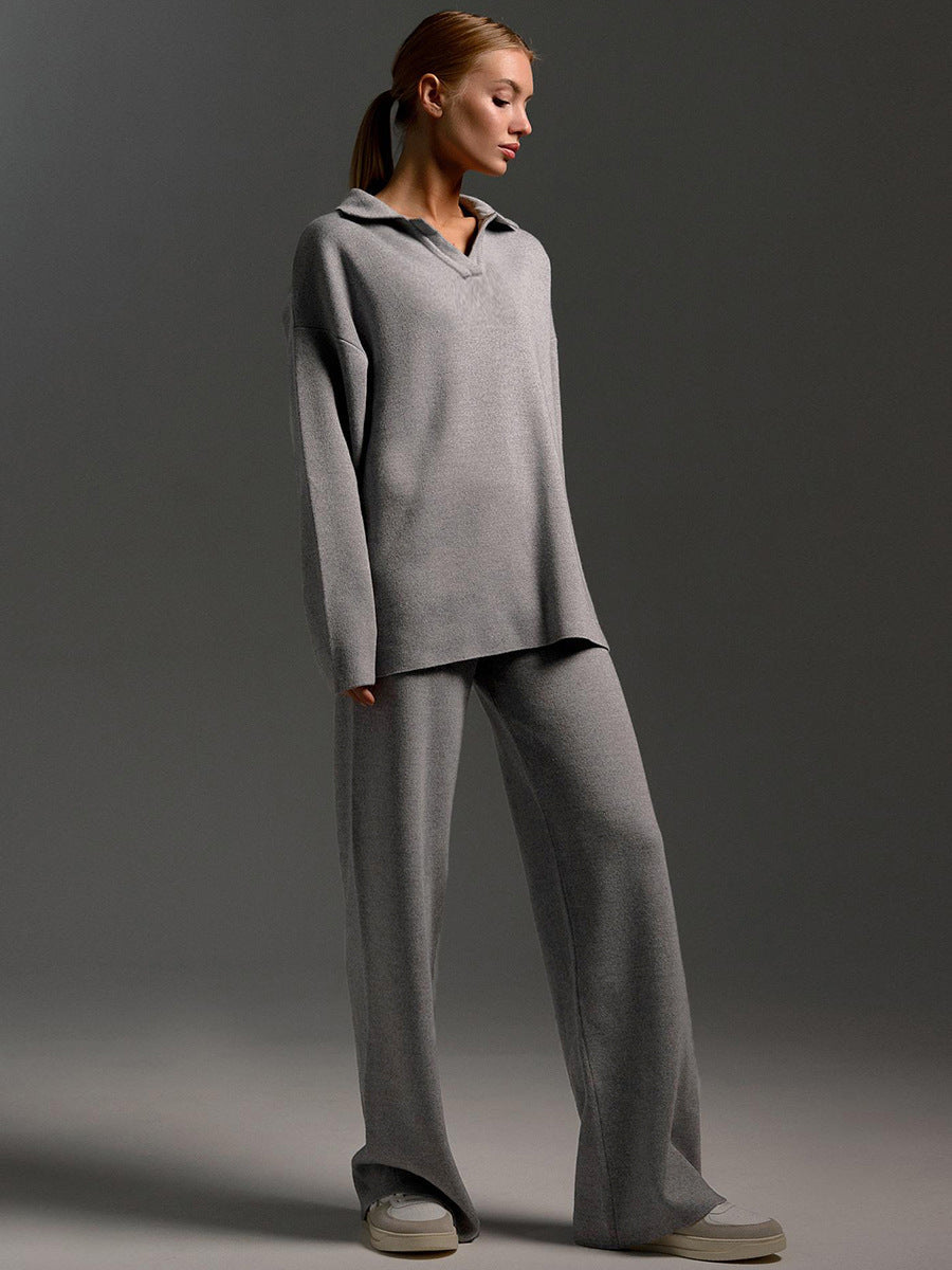 Valborg Polo Collar Knit Sweater and Pants Set
