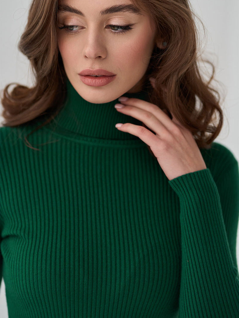 Dagny Cotton Ribbed Knit Turtleneck Sweater