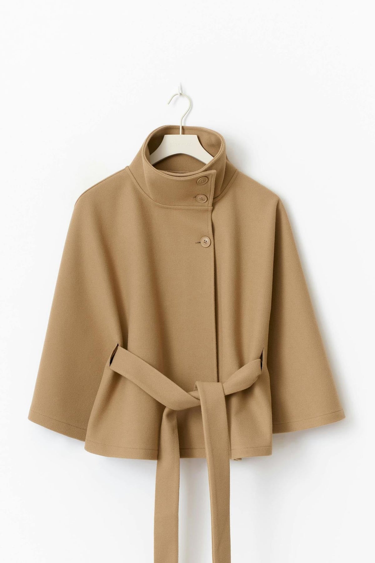 Anneke Button-Front Belted Cape Coat