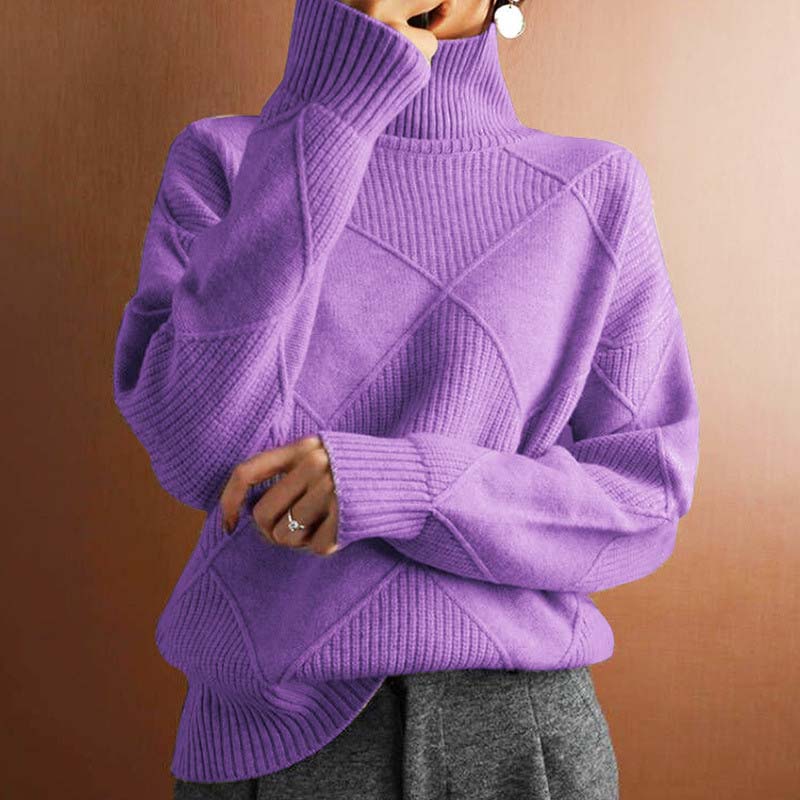Women's Geometric Turtleneck Sweater, Long Sleeves