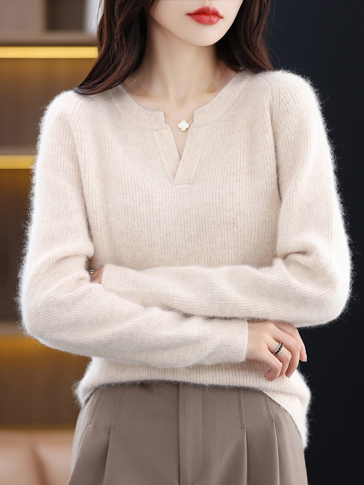 Mimosa Mink Velvet Notch V-Neck Sweater