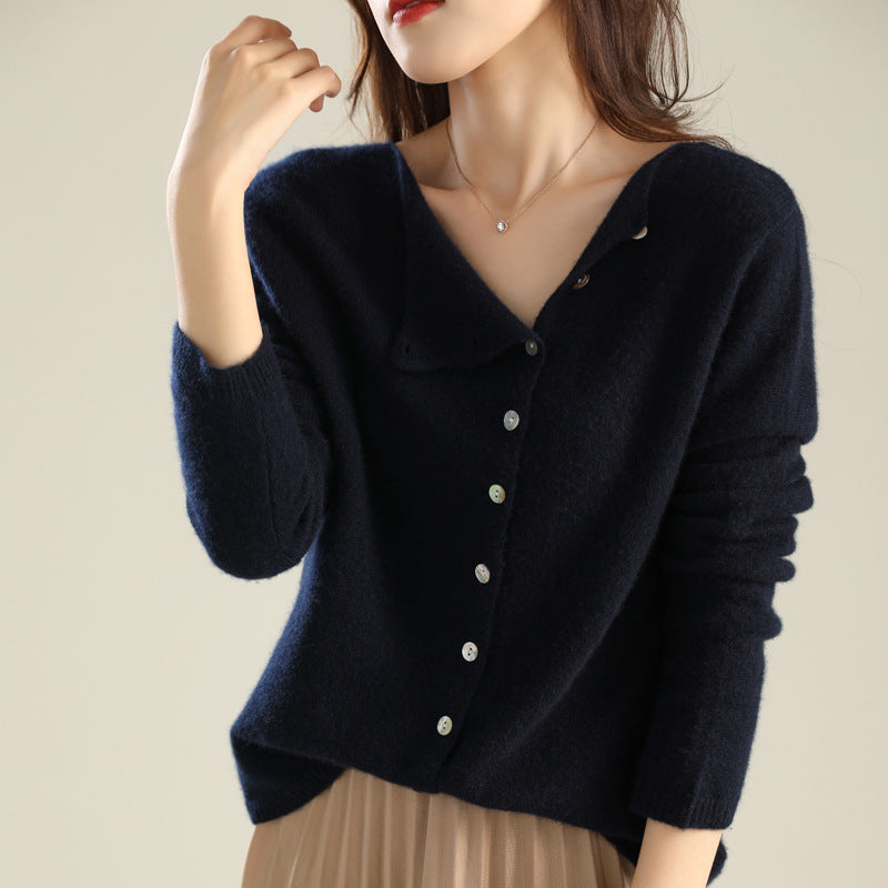 Noemie Asymmetric Button Knit Sweater