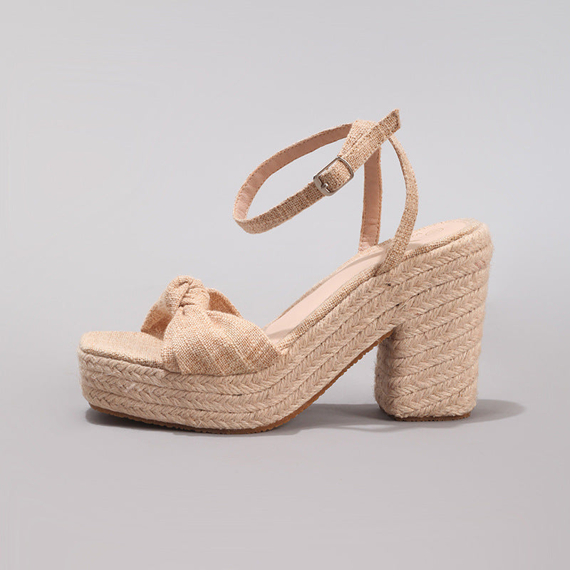 Lucette Knotted Bow Espadrille Wedge Sandals