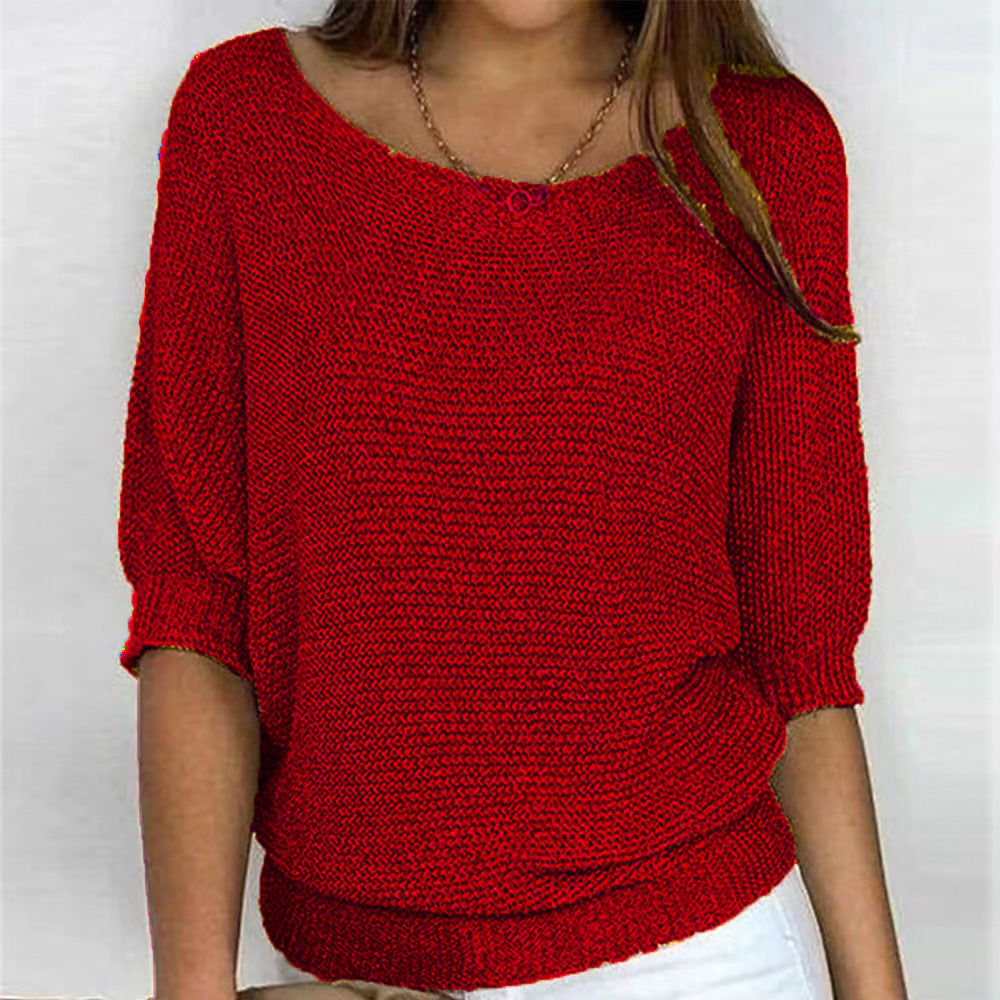 Euna | Womens Soft Knit Sweater, Relaxed Comfort | Non-Itchy, Breathable, Warm | Beige, Red, Black and More S-3XL